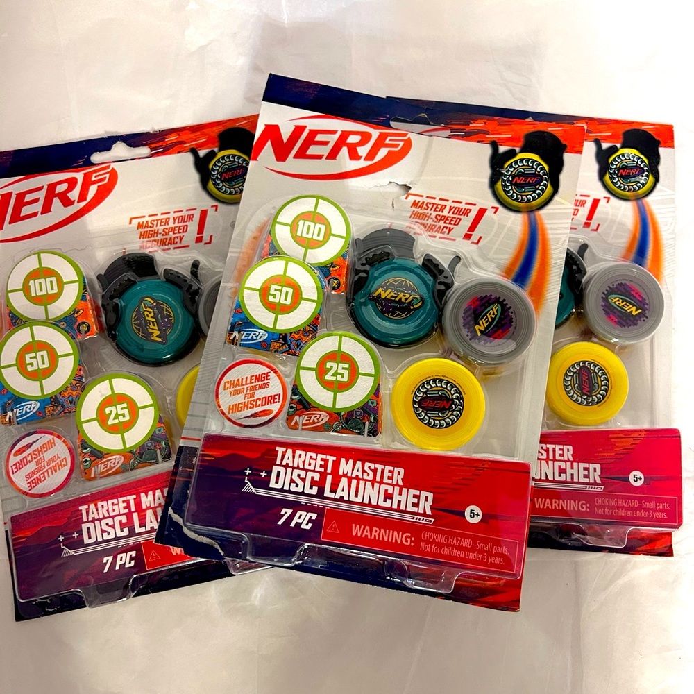 Nerf 3-Target Master Disc Launcher with 3 Discs, Launcher, & 3 Targets -lot of 3